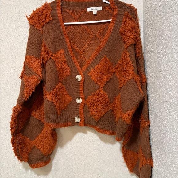 Lalavon Sweaters - Brown and Orange Women's Cardigan Sweater